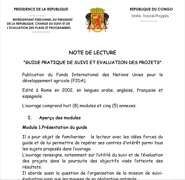 NOTES DE LECTURE - Croix rouge, Guide pour le suivi et l’évaluation de projets / programmes